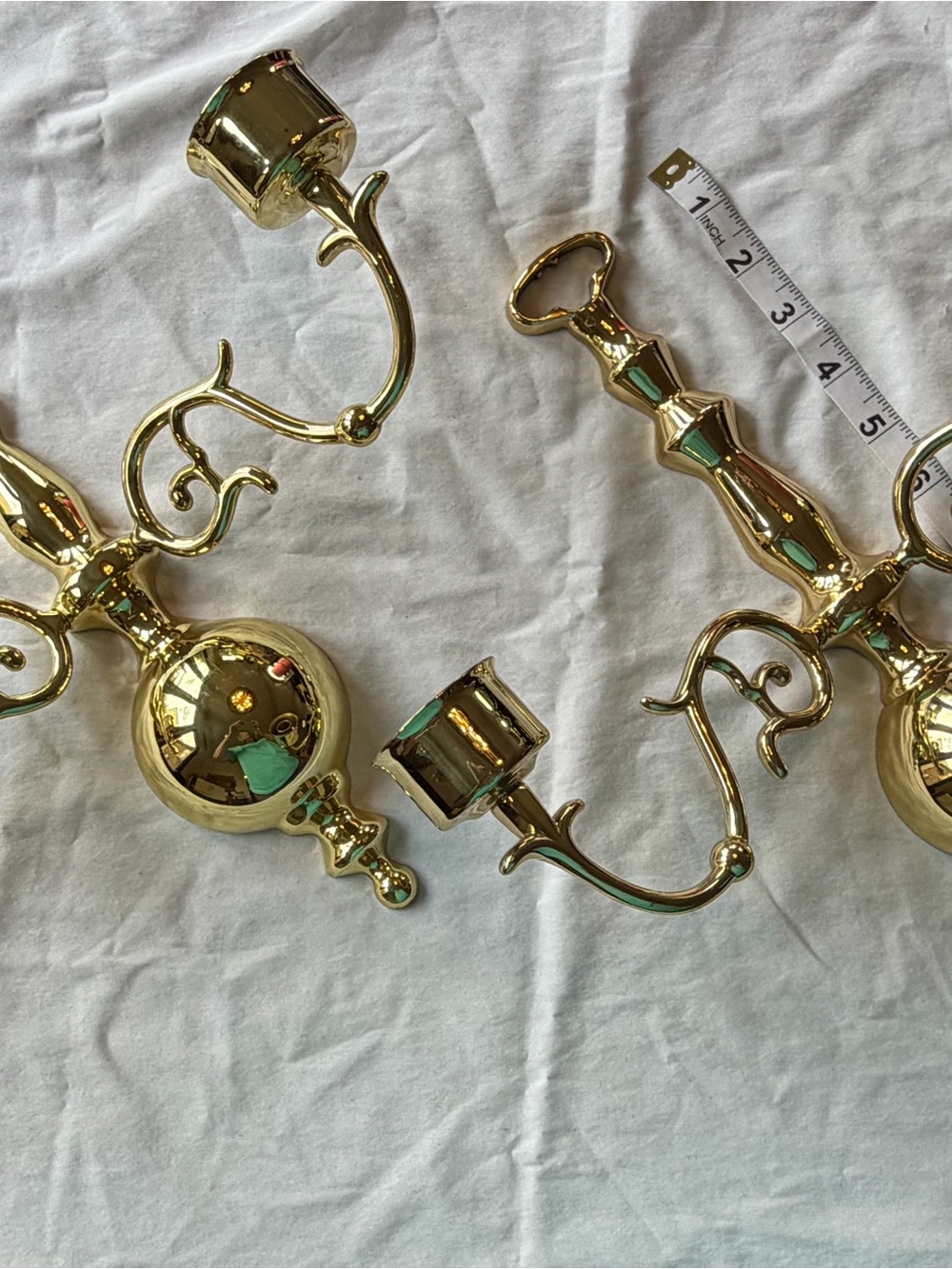 Pair of Vintage Brass Baldwin Sconces and Candle Holders